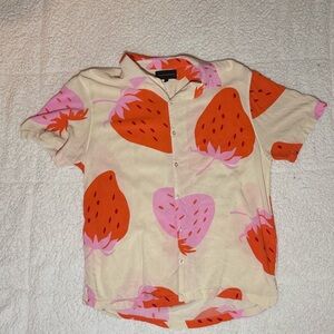 No Boundaries Red and Pink Casual Button Down Shirt